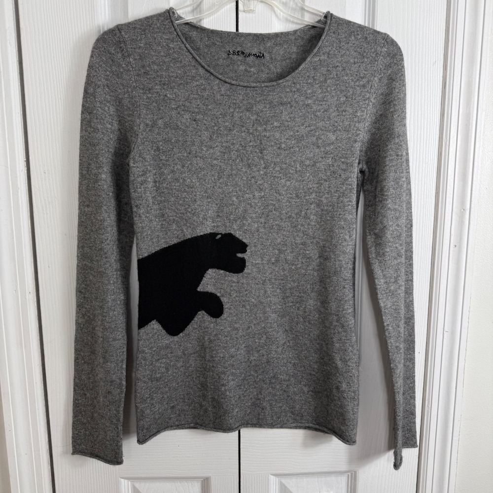 Naomi Campbell 284 Silk Cashmere Panther Sweater Gray Rare Designer Womens 2008